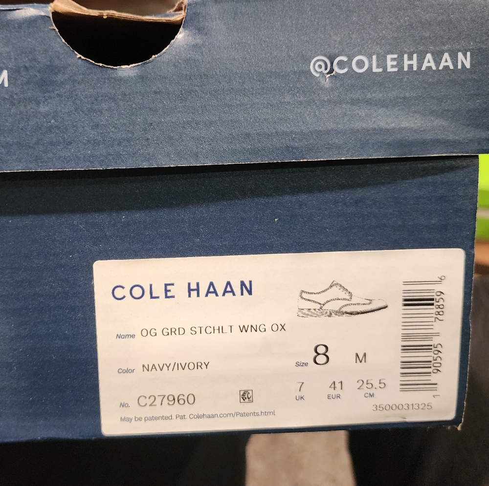 Cole Haan Navy Ivory Wingtip Oxfords